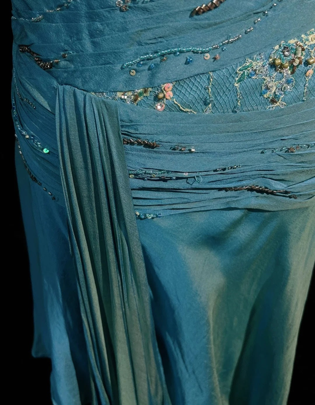 Vintage Prom Dresses A Line 2000s Spaghetti Strap Blue Chiffon With Beading Lace Long Formal Dress N2459