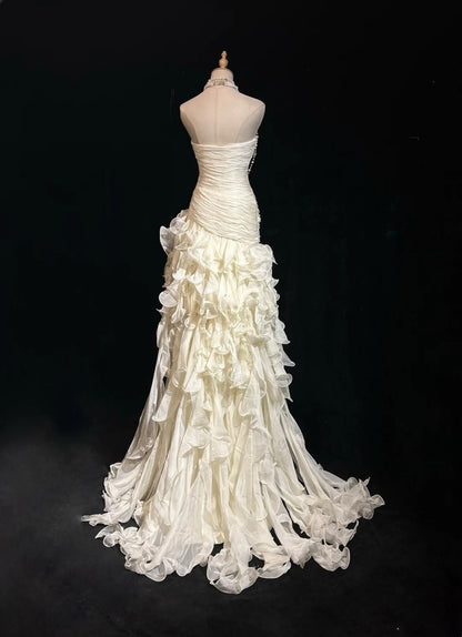 Vintage Prom Dresses 1960s High Low Strapless With Ruffled Layers Sleeveless Prom Dresses Evening Formal Outfits RB5122