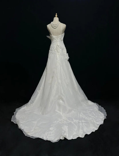 Wedding Dress Timeless Mermaid Spaghetti Straps White With Ruffled Floor Length Bridal Gown RC1151