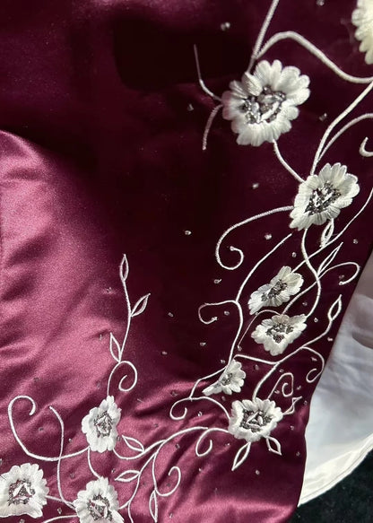 Vintage Prom Dresses Ball Gown Spaghetti Strap Purple Satin With Beading 1950s Long Formal Gown N2593