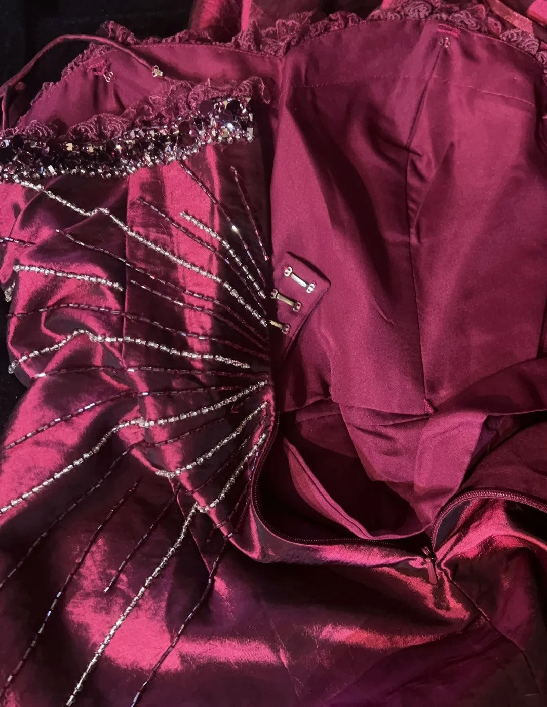 Vintage Prom Dresses Mermaid Spaghetti Strap Grape With Beading Taffeta 90s Long Formal Gown N2886