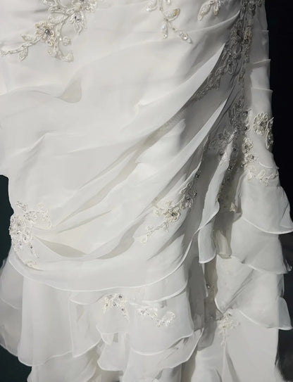 Timeless Wedding Dresses A Line Strapless White Chiffon With Ruffled Long Bridal Gown N3008