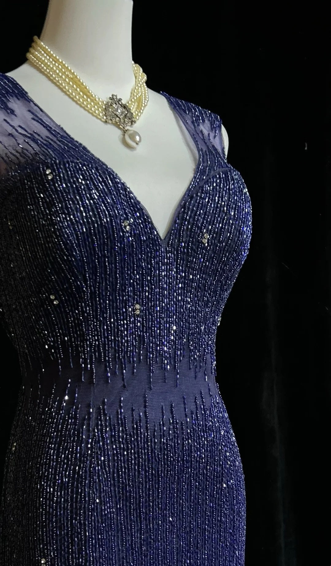 Vintage Prom Dresses Mermaid V Neck Royal Blue 90s With Backless Beading Long Formal Party Dress N2505