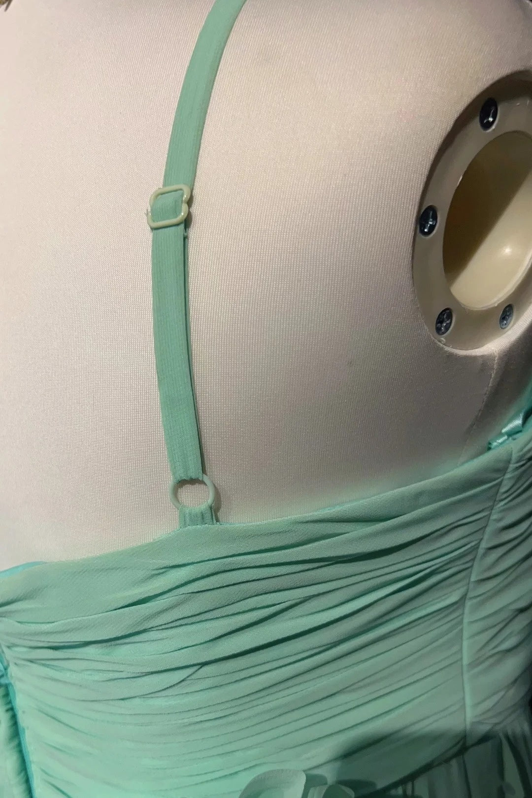 Vintage Prom Dresses A line Spaghetti Strap Mint Green Chiffon Sleeveless 1980s Long Formal Evening Gown N2630