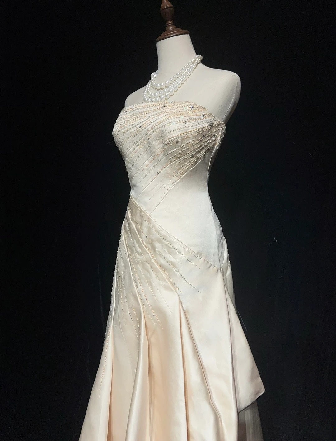 Vintage 20s Wedding Dresses Mermaid Strapless With Beading Summer Garden Long Bridal Gown N3683