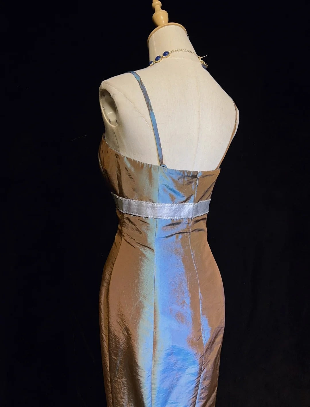Dreamy 90s Prom Dresses Mermaid Spaghetti Strap Satin With Beading Formal Evening Outfits N3825