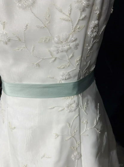 Unique Wedding Dresses A Line Strapless White With Beading Summer Garden Long Bridal Gown N3676