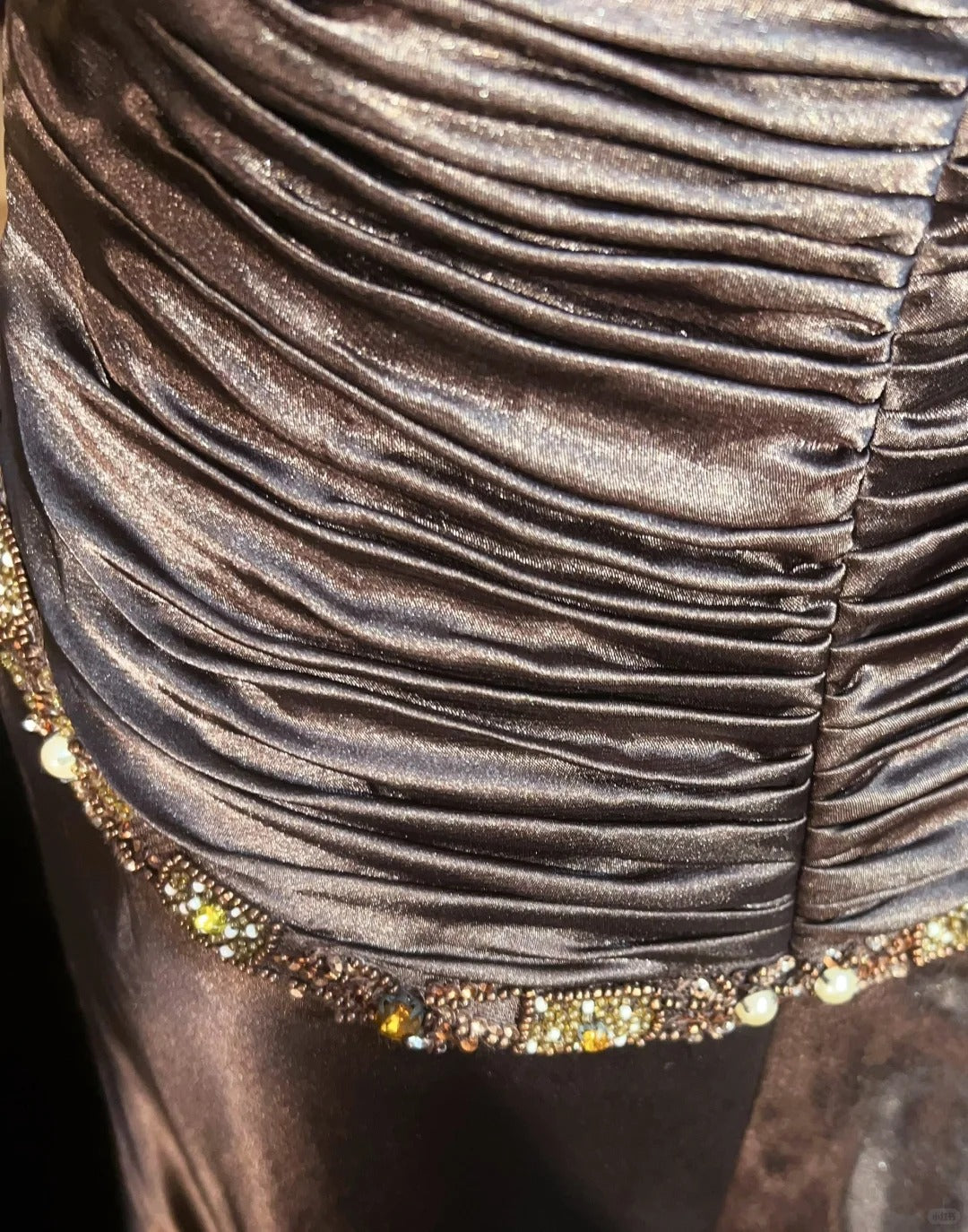Vintage Prom Dresses A Line Halter Brown Sleeveless Satin With Cape Beading 1980s Long Formal Gown N2864