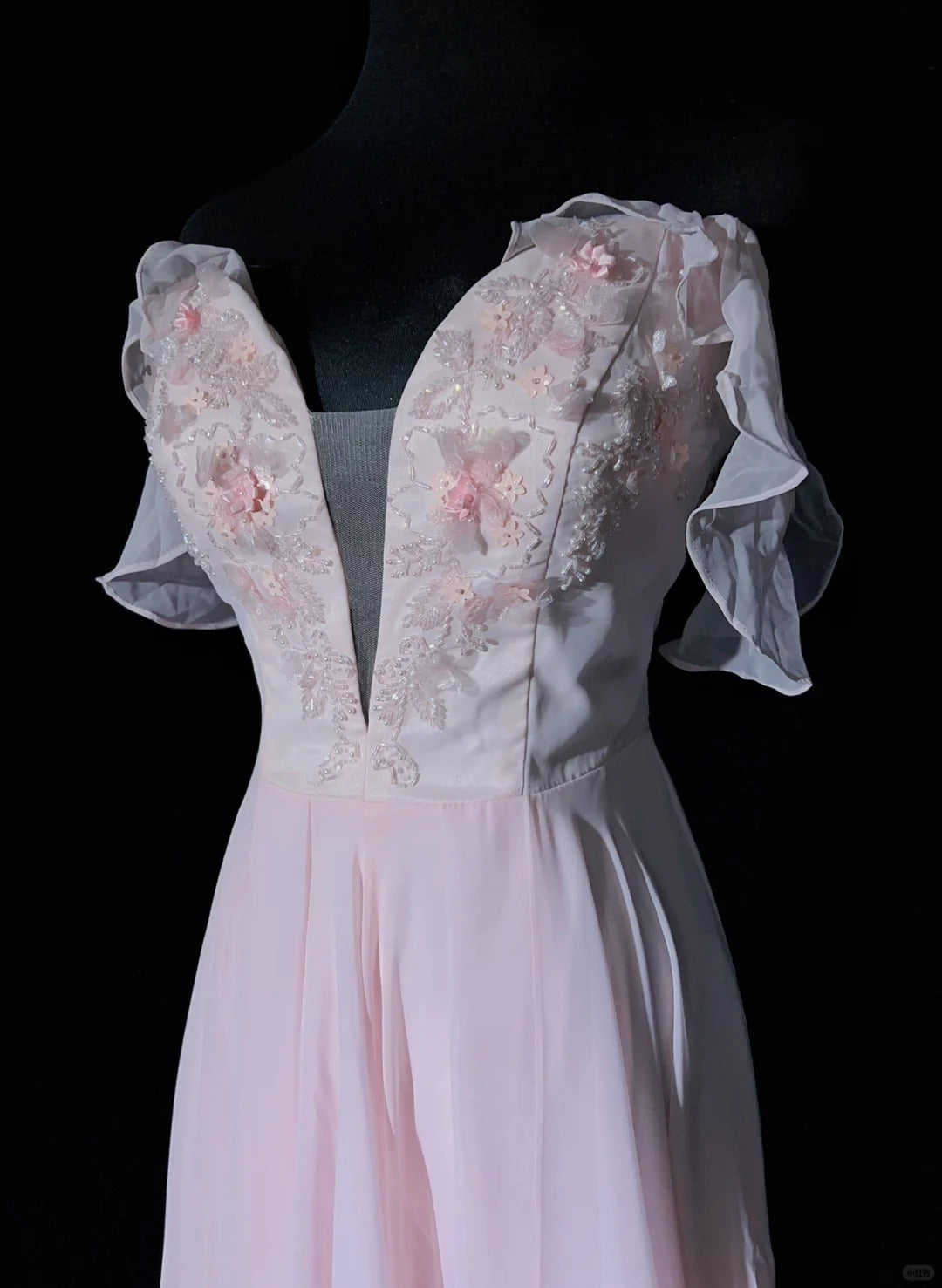 Vintage Prom Dresses 80s A line Sweetheart Pink Chiffon With Beading Semi Formal Evening Outfits N3630
