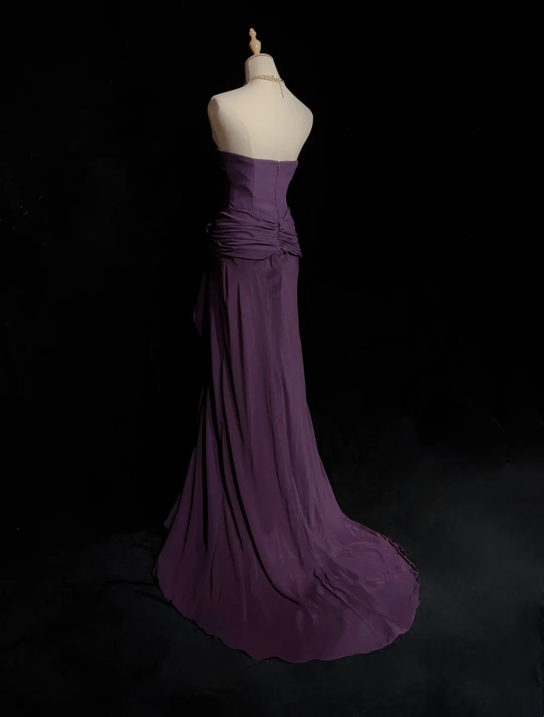 Vintage Prom Dresses 1960s Mermaid Sweetheart Purple Chiffon Long Prom Gown N3102