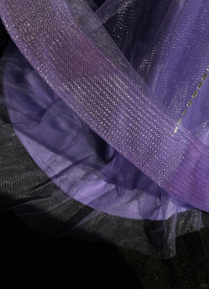 Glitter Prom Dresses Mermaid Sweetheart Lilac Tulle With Beading Backless Long Formal Evening Dress N3888