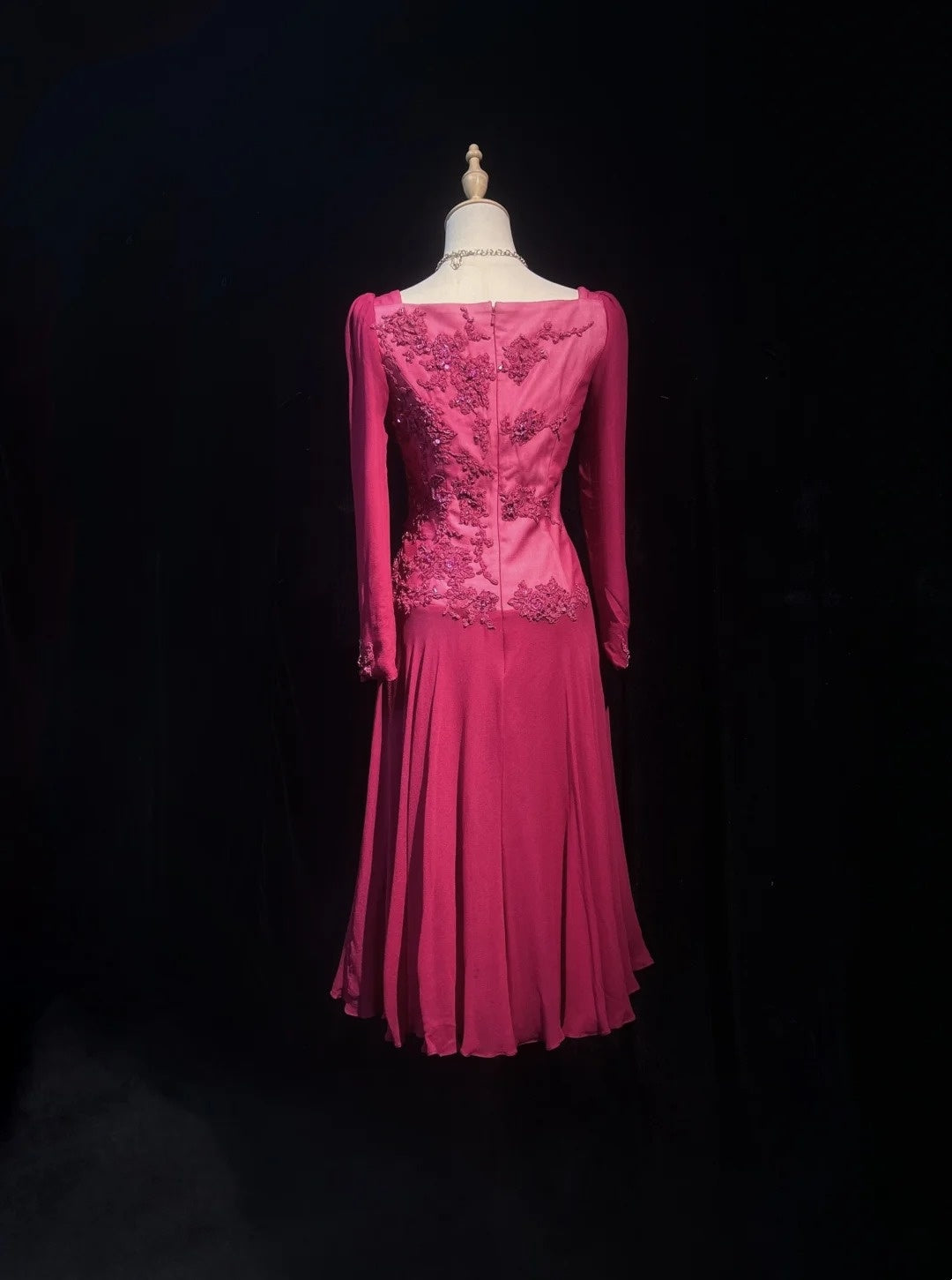 Cute A line Square Hot Pink Chiffon Knee Length Party Dress Cocktail Gown Homecoming Dresses N3850