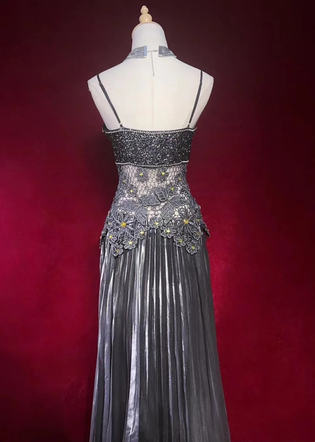 Black Prom Dress Inspo A Line Spaghetti Straps Satin Lace Long Birthday Outfits Formal Party Gown RC0101