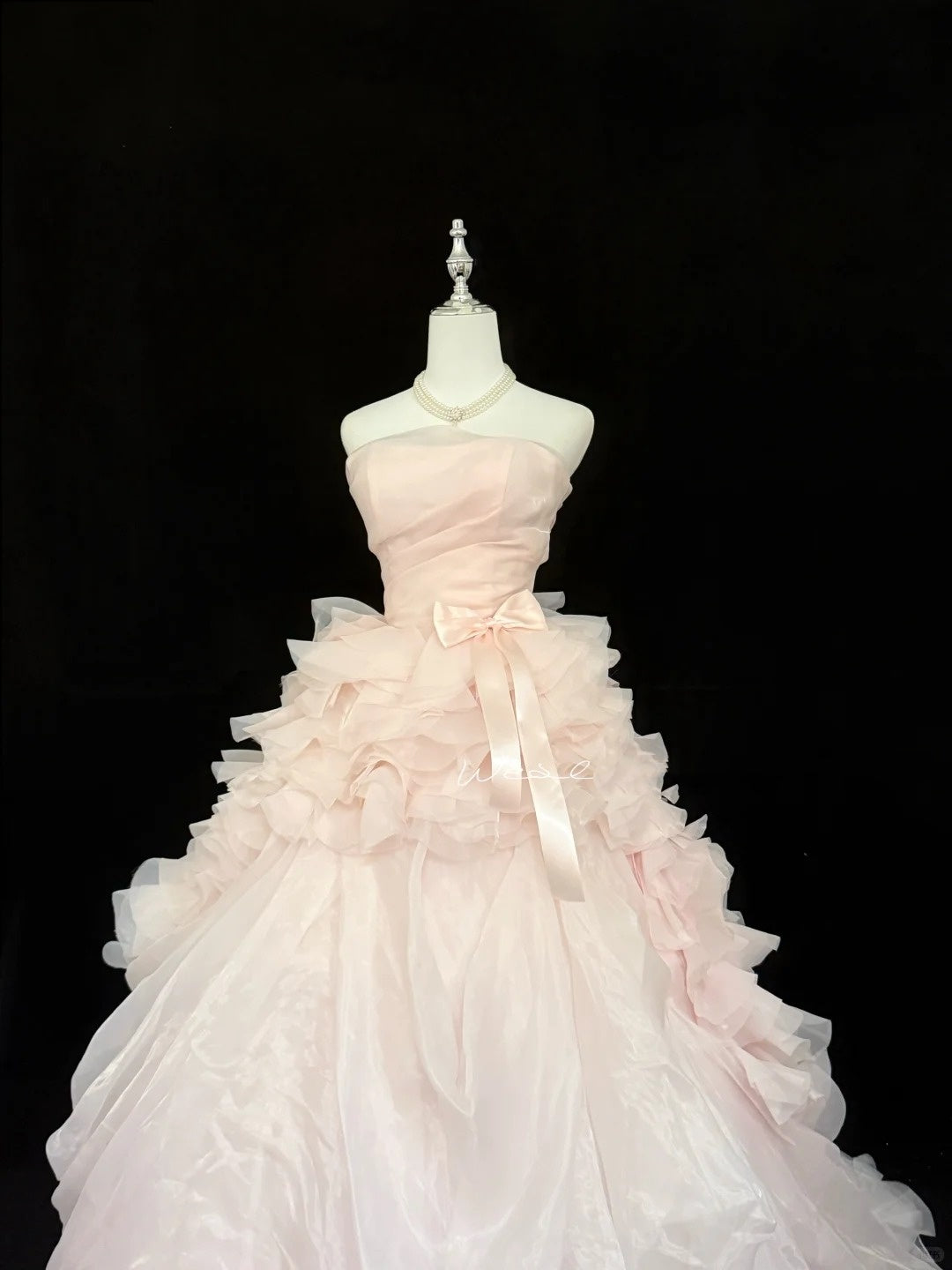 Sweet 15 Quinceanera Dress Ball Gown Strapless Blush Pink With Tiered Tulle 15th Birthday Gown RC0271