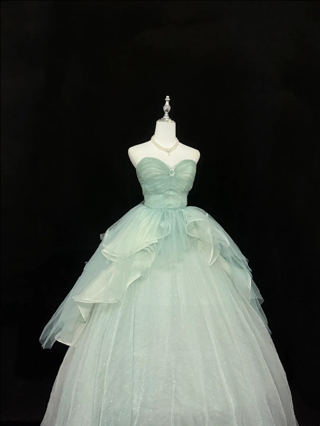 Sweet 16 Dresses Long Ball Gown Sweet Sixteen Long Birthday Dress Strapless Sage Green Formal Gown RC0362