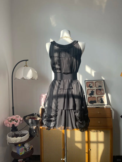 Vintage A line V Neck Little Black Dress With Bow 16th Birthday Homecoming Dress Graduation Outfit RB6793