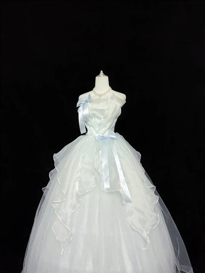 Cute Sweet 16 Dresses Long Ball Gown Strapless Tulle Formal Sweet Sixteen Birthday Gown RC0245