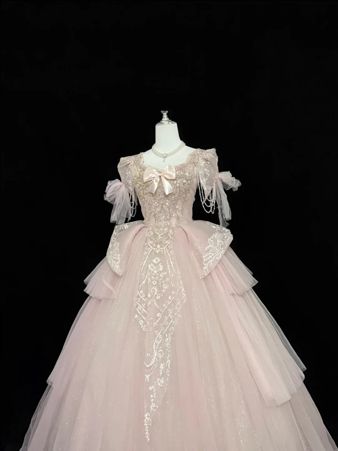 Sweet 16 Dresses Long Ball Gown Squaure Neck Pink With Lace Appliques Sweet Sixteen Birthday Gown RC0325