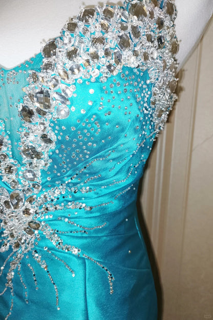 Elegant Mermaid Sweetheart Blue With Beading 18th Birthday Elegant Outfit Formal Prom Dresses N4185
