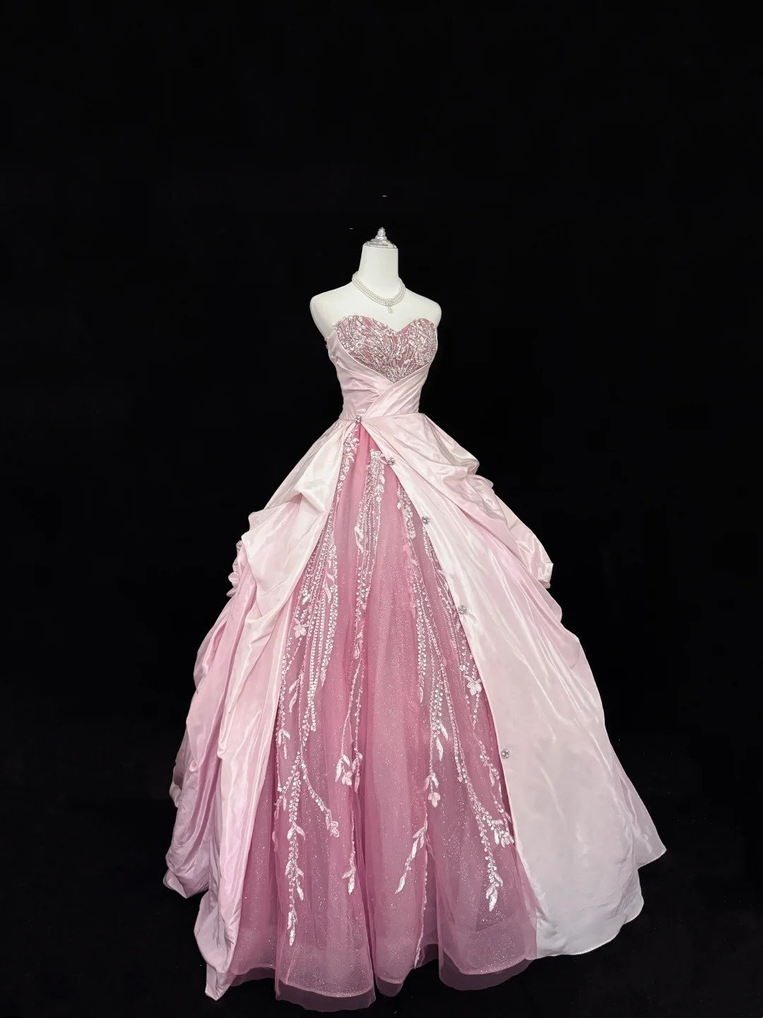 Sweet 16 Dresses Long Ball Gown Sweet Sixteen Long Birthday Dress Sweetheart Pink Tulle Formal Gown RC0288