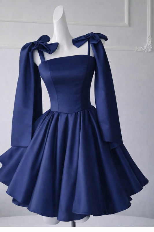 Pretty Ball Gown Spaghetti Strap Navy Blue Mini Homecoming Dresses Short Party Birthday Outfits RB4182