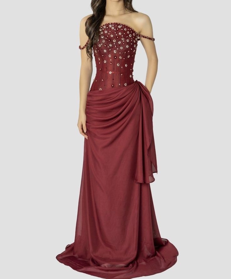 Classy Mermaid Spaghetti Strap Burgundy Wine Red Chiffon Prom Dress Aesthetic For Teens Formal Dresses Party Outfits Prom Gown AB1122