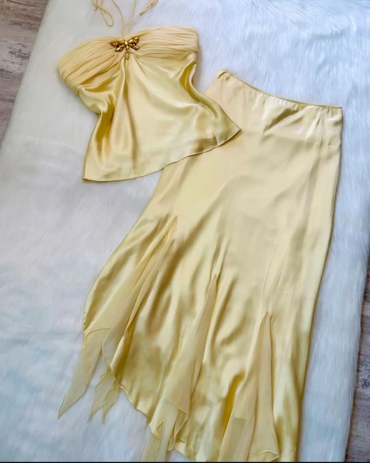 Stunning 18th Birthday Dress Ideas Formal Mermaid Yellow 2 Pieces Summer outfit Long Prom Dresses Inspiration Party For Womens RB8741