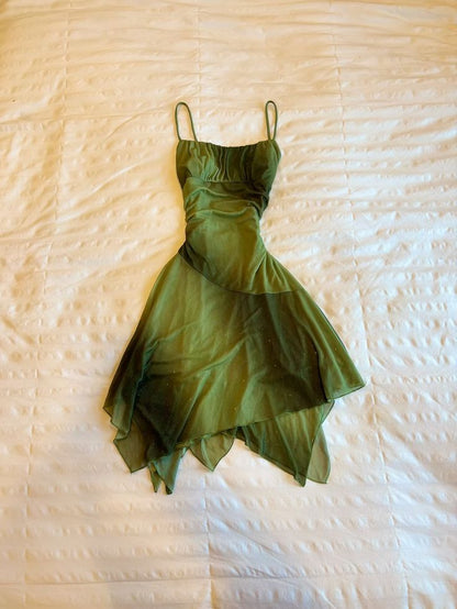 Vibrant Green Asymmetrical Dress With Straps Chiffon Homecoming Dresses Party Cocktail Hoco Outfits RB8725