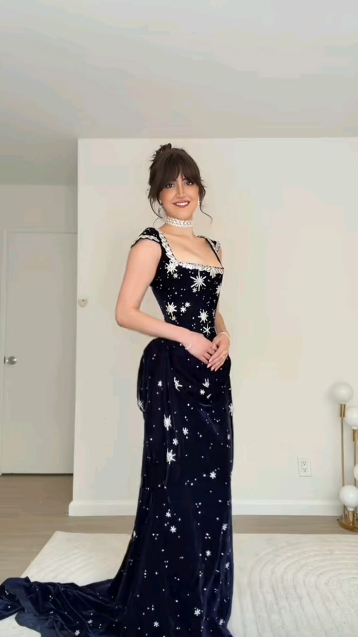 Prom Dress Mermaid Square Navy Blue Vestidos Velvet Floor Length Formal Gown for Women Graduation Party RB9446