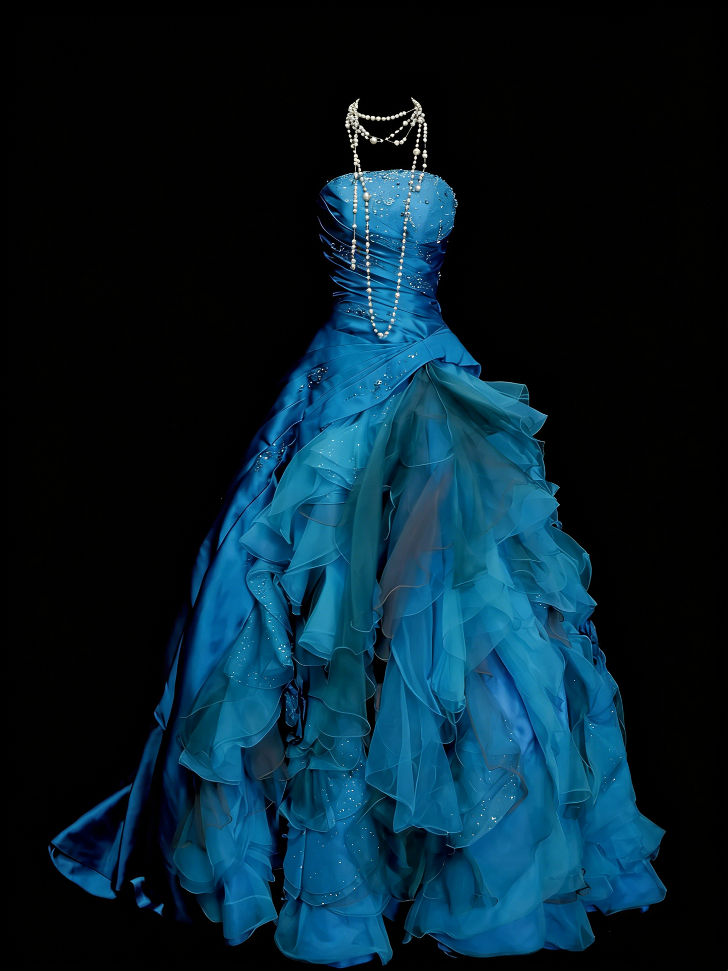 Vintage Night Aesthetic Ball Gown Strapless Blue Tulle 90s 80s College Formal Sweet 16 Outfit Long Prom Dresses For Teens N1160