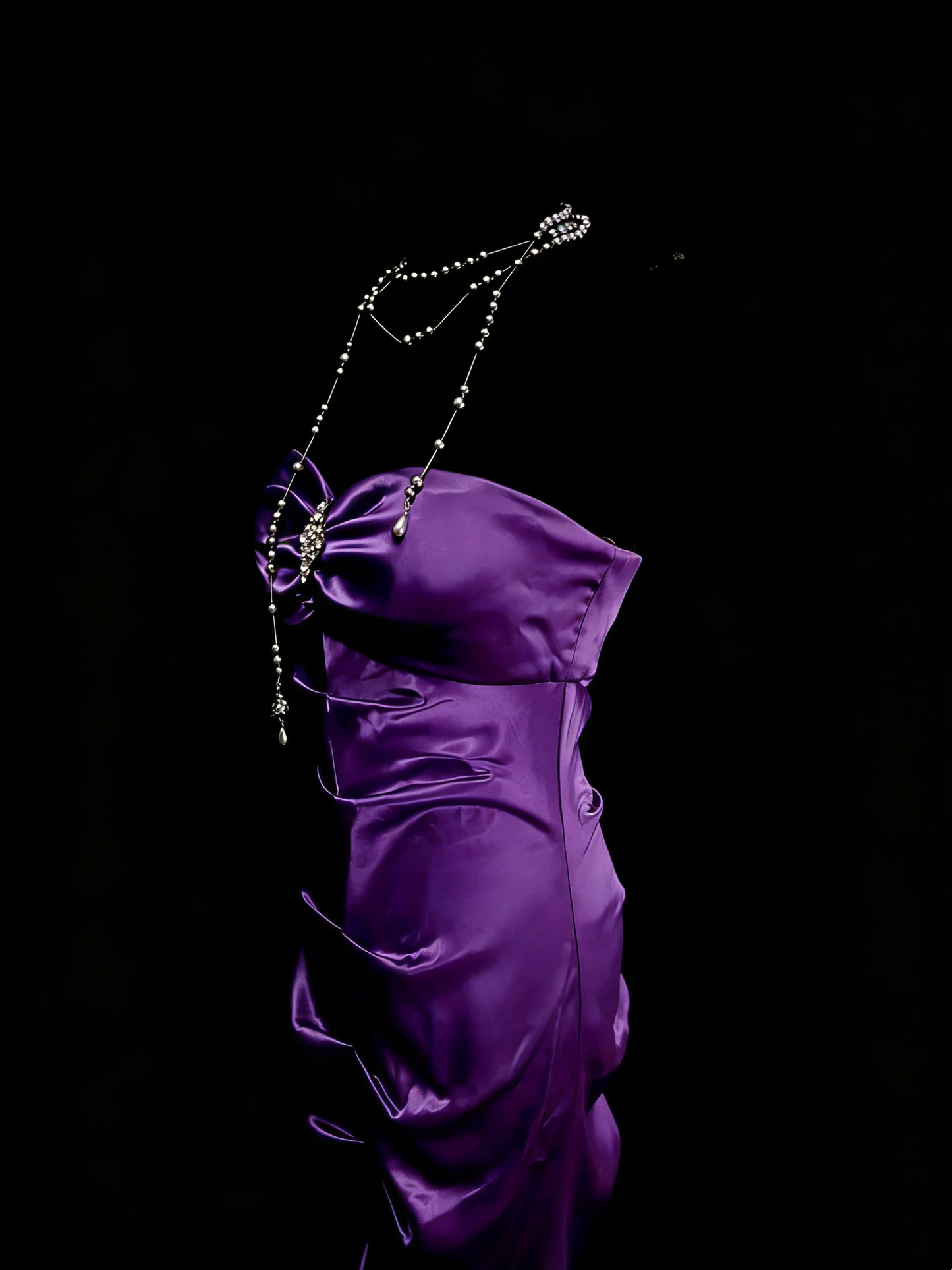 Vintage Mermaid Sweetheart Grape Satin Sleeveless 80s Prom Dresses Long Formal Party Gown N1450