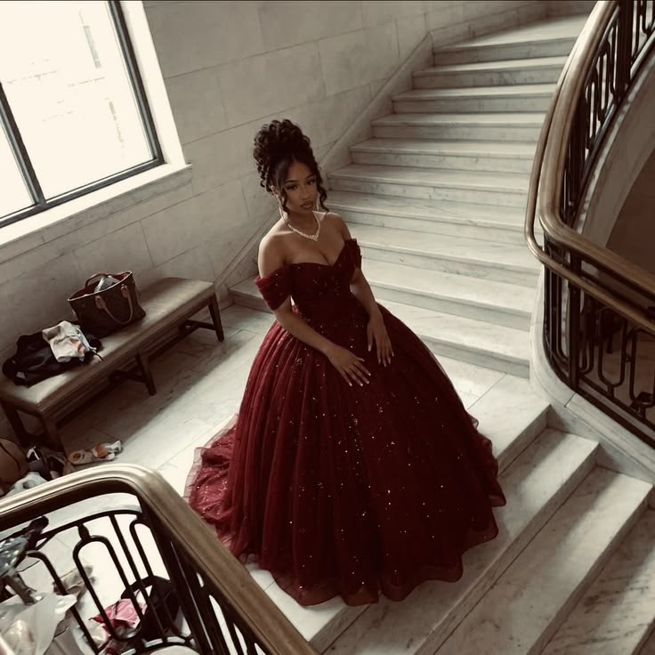 Sweet 16 Dress Ballgown Off Shoulder Burgundy Tulle vestido de 15 Sweet Sixteen Dress RB9533