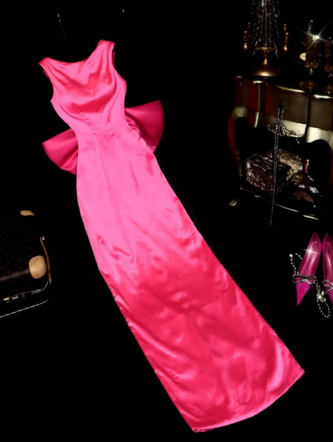 Timeless Sheath Scoop Pink Satin Long School Dances Prom Dresses 8th Grade Formal Outfits Evening Gown RB8435