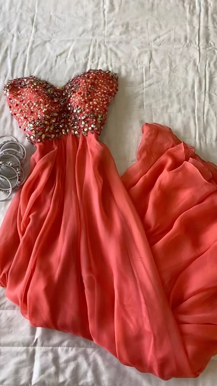New Women’s Prom Dress A Line Coral Chiffon Sweetheart Elegant Formal Graduation Party Gown RB9556