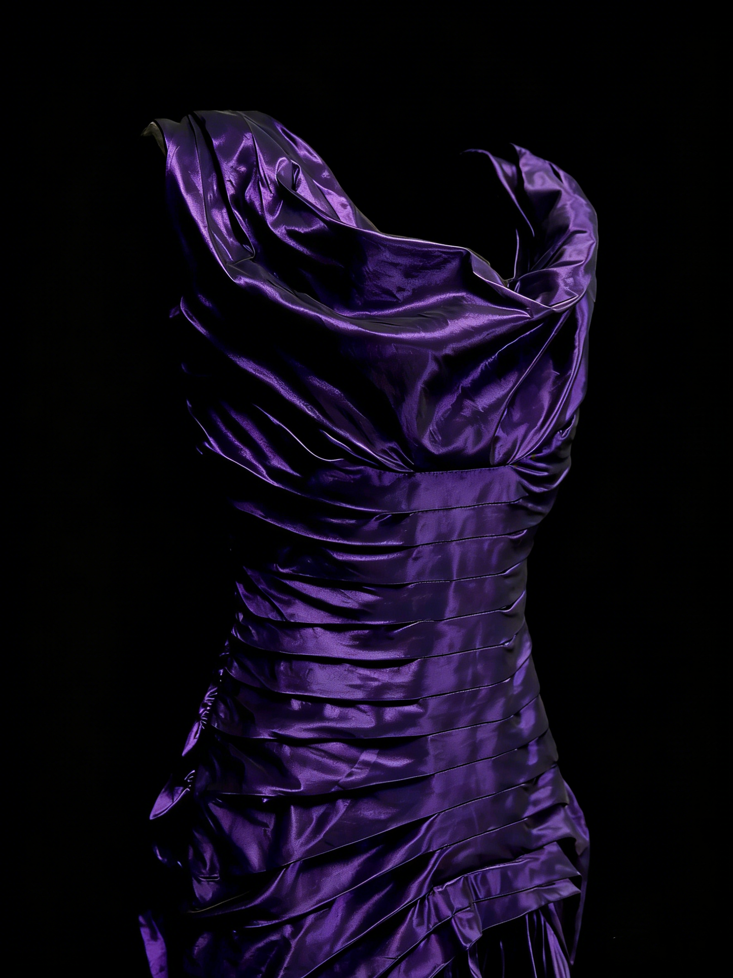 Vintage Mermaid Square Neck Purple Sleeveless 90s With Ruffles Prom Dresses Long Formal Party Gown N1387