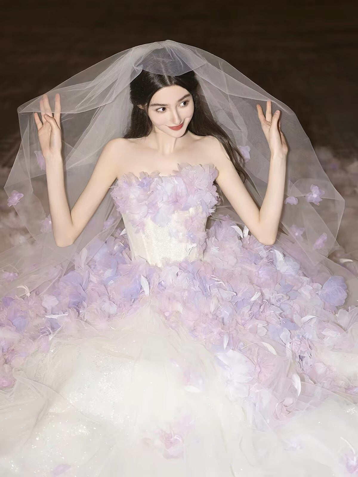 Modest Quinceanera Dresses Ball Gown Strapless Lilac Tulle Birthday Gowns Vestidos De 15 Anos Formal Party Long Sweet 16 Dress RB2830