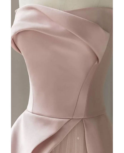 Charming A line Strapless Black Satin Pink Tulle Prom Dresses Vestidos De Dia AB536