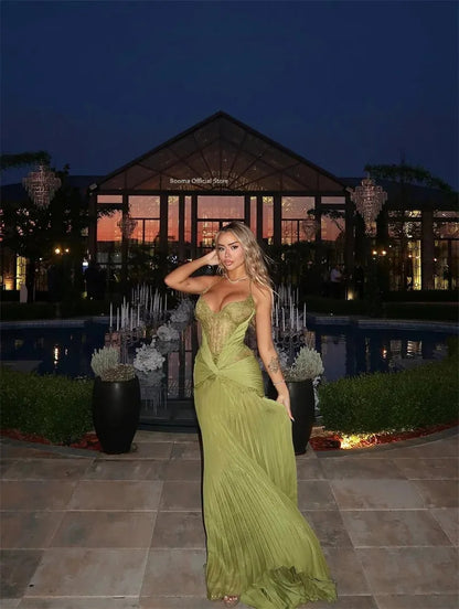 Elegant Mermaid Straps Olive Green Lace Perfection-Formal Goals Nigh Evening Long Prom Dress Party Outfits RB6763