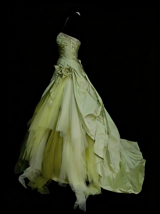 Vintage Ball Gown Strapless Green Tiered With Layers Sweet 16 Dresses Quinceanera Dress Long 15 Vestidos De Fiesta N1449