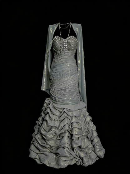 Vintage Mermaid Sweetheart Gray With Beading Summer Formal For Women Girls Teens Prom Dresses N2233