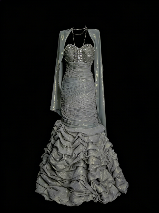 Vintage Mermaid Sweetheart Gray With Beading Summer Formal For Women Girls Teens Prom Dresses N2233