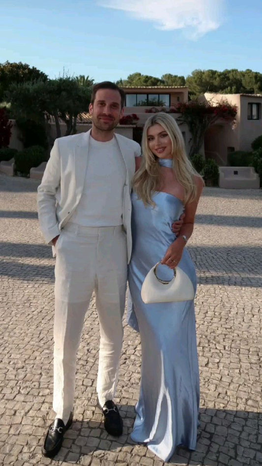 Modest Mermaid Strapless Light Sky Blue Satin Prom Dresses Party Dress 22th Birthday Outfits Senior Graduation Dress RB897