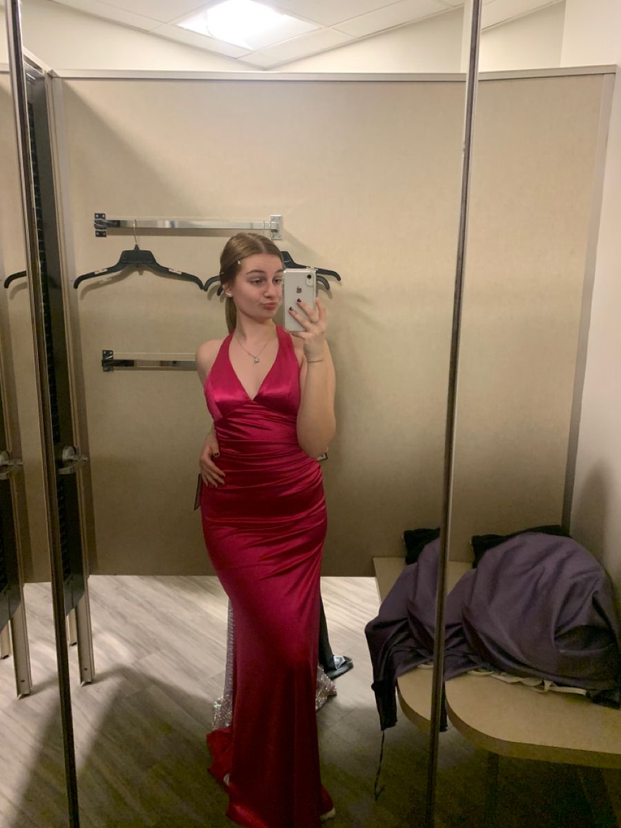 Modest Mermaid V Neckline Marine Ball Dresses Long Formal Gowns Hot Pink Satin Prom Dresses Evening Gowns AB798