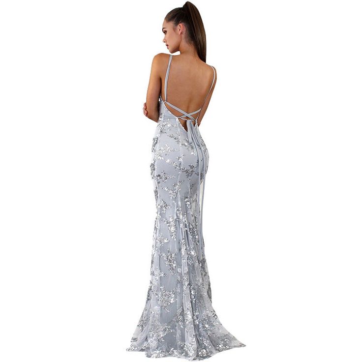 Elegant Mermaid Halter Sleeveless Navy Blue With Lace Long Sequins Backless Prom Dresses Vestidos De Dia AB559