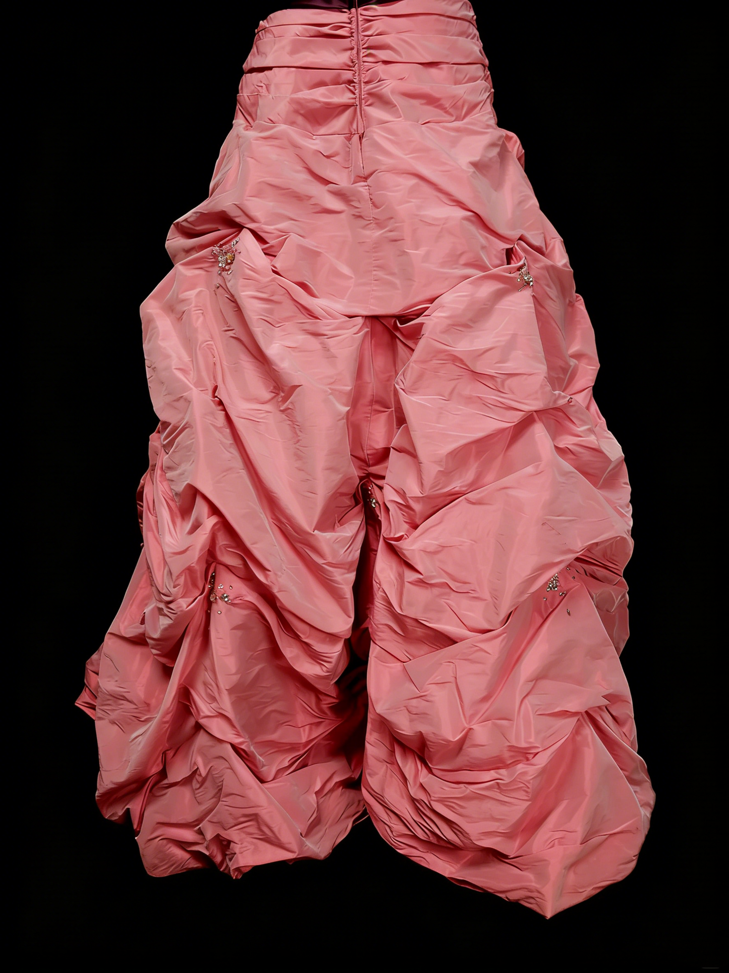 Cute Ball Gown Strapless Pink With Ruffles Taffeta Long Party Gowns Prom Dresses N2140