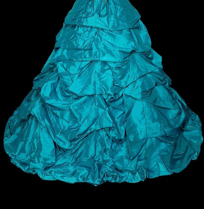 Vintage Ball Gown Strapless Blue Organza With Ruffles Sweet 16 Dresses Quinceanera Dress Long 15 Vestidos De Fiesta N1461