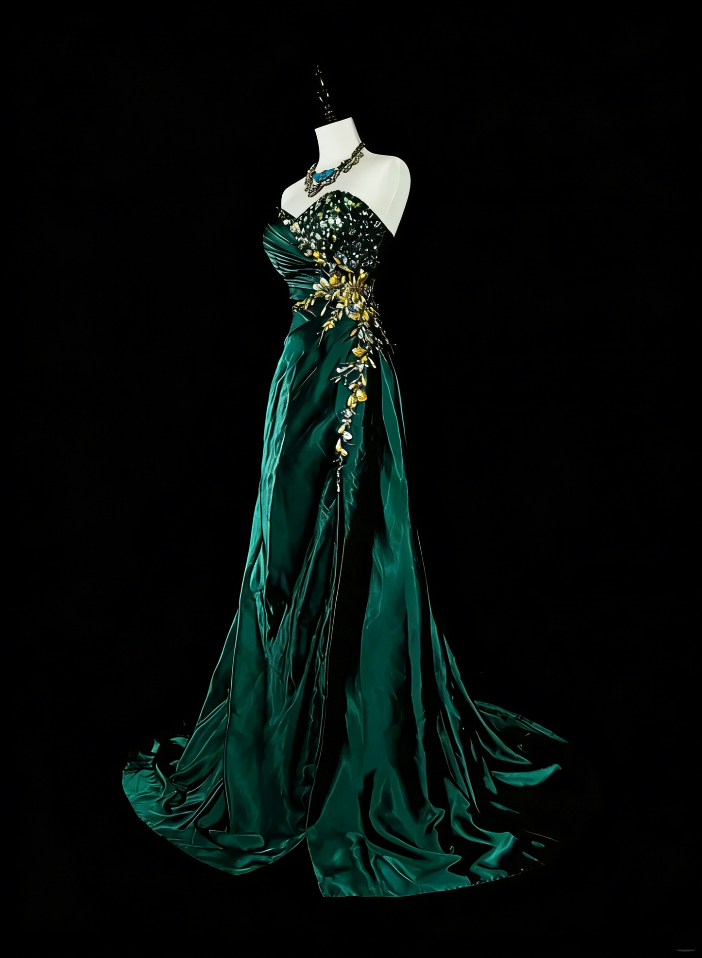 Vintage Mermaid Sweetheart Dark Green Satin Sleeveless 90s Prom Dresses Inspo Long Formal Party Gown N1498
