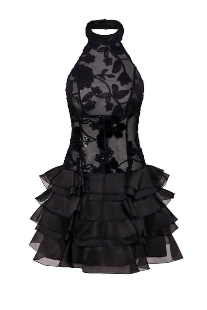 Pretty Ball Gown High Neck Little Black Dress Homecoming Gown inspo Short Hoco Dresses RB6053