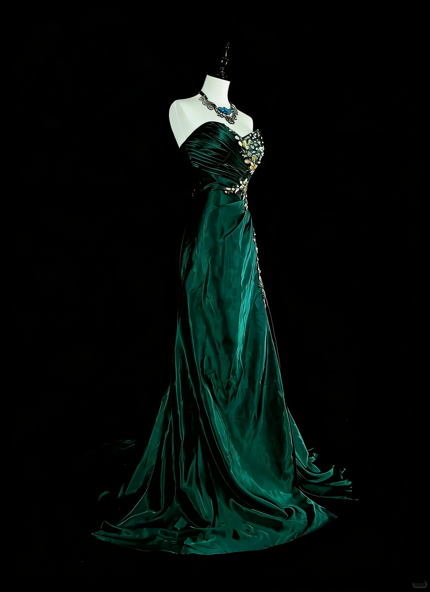 Vintage Mermaid Sweetheart Dark Green Satin Sleeveless 90s Prom Dresses Inspo Long Formal Party Gown N1498