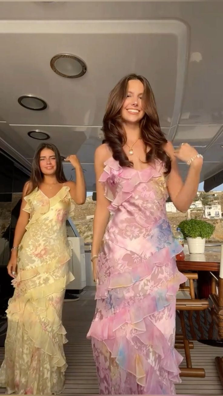 Unique Mermaid Spaghetti Straps Chiffon Prom Dresses Formal Long Evening Party Gowns Vestidos De Dia AB587